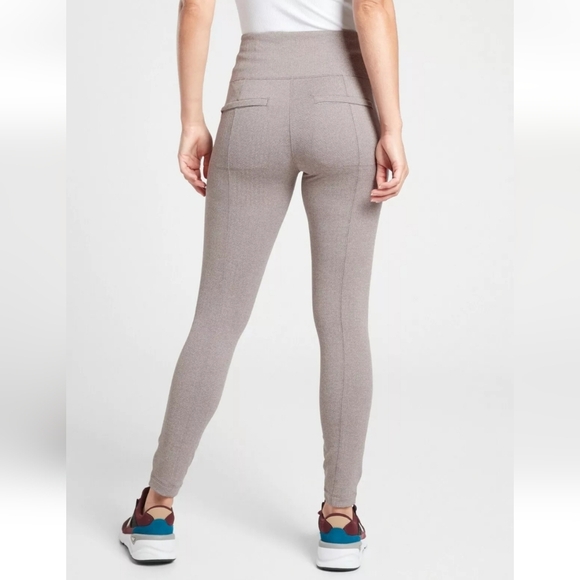 Athleta Delancey Herringbone Tight Light Asphalt Size XL Beige Leggings Active - Picture 3 of 12